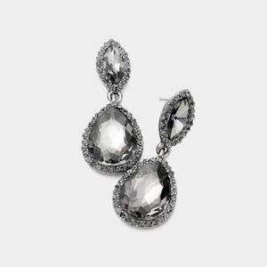 Marquise Black Diamond Teardrop Evening Earrings